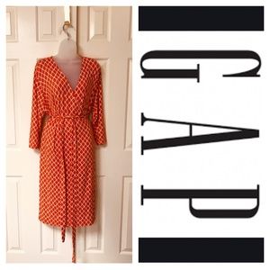 Orange and white Gap wrap dress 2XL